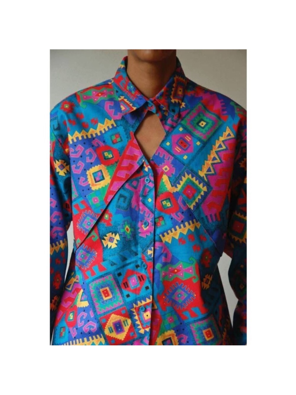 Wrangler’s Frontier Series Vibrant Multicolor Geometric Print Button-Up Blouse